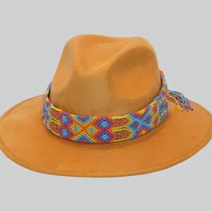 ALUMAH "Ba'yuk" ORANGE Hand-finished HAT with Handmade Woven Band